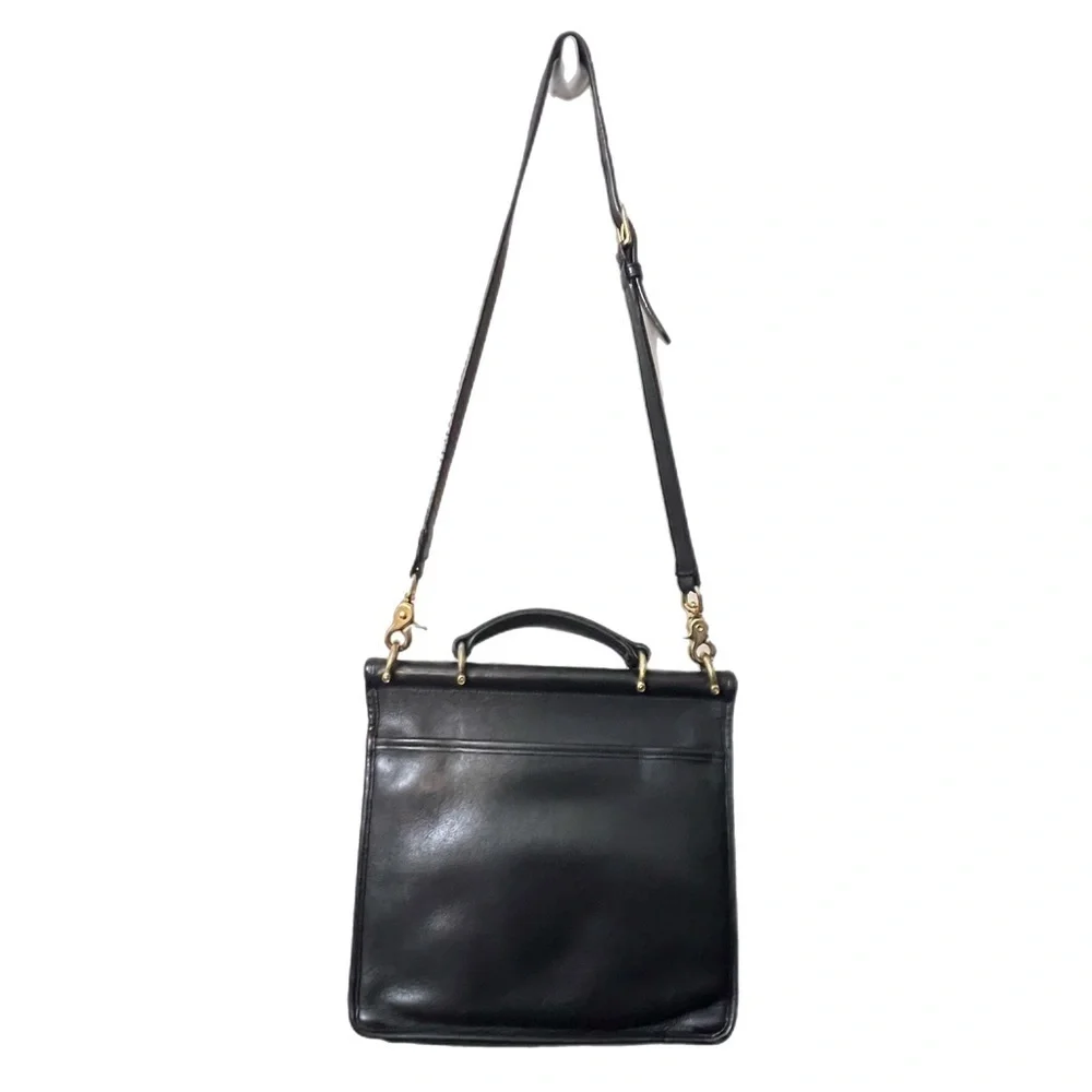 Vintage Coach Black Leather Willis Crossbody/Satchel Bag 9927 - Picture 3 of 12
